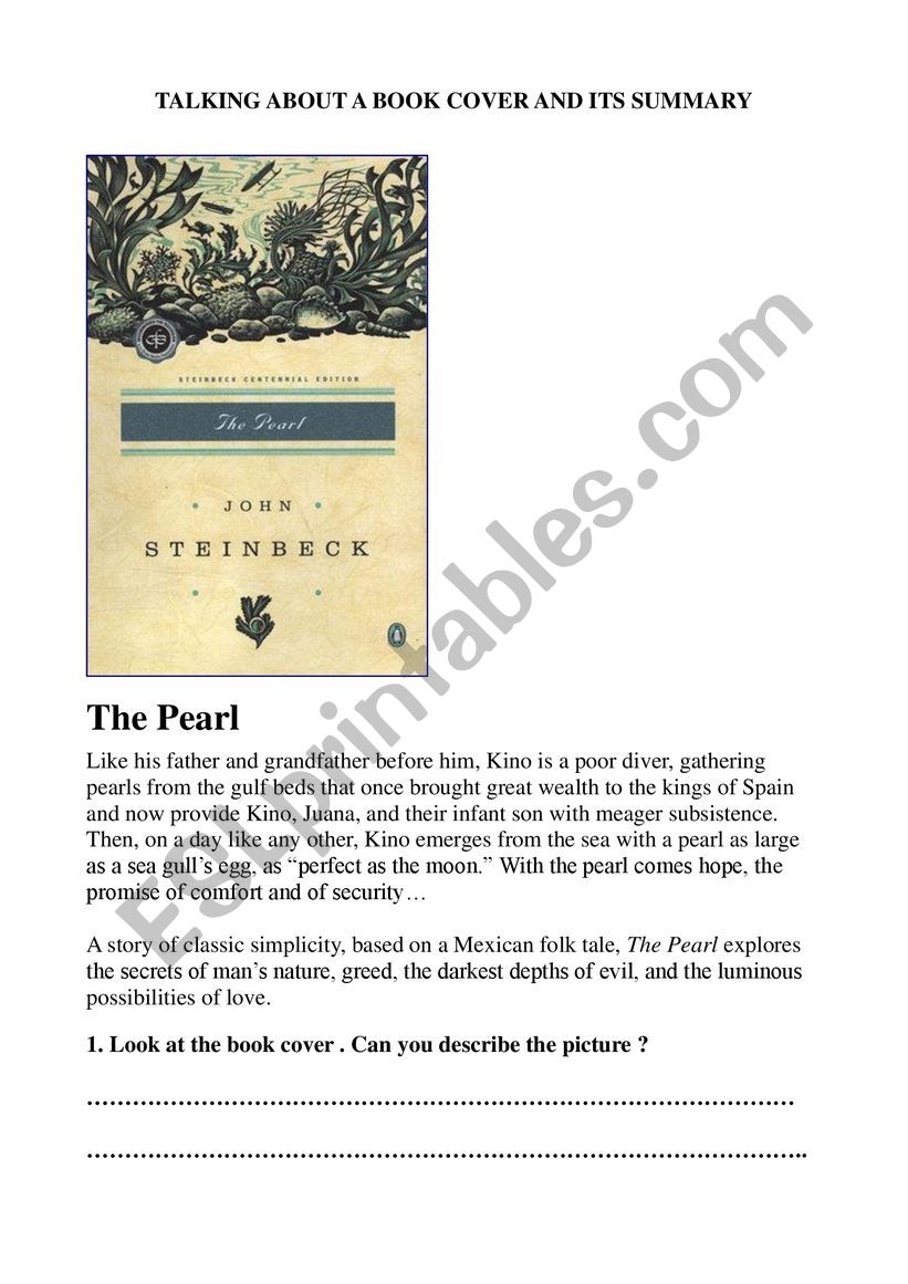 The Pearl by Steinbeck the book and its summary