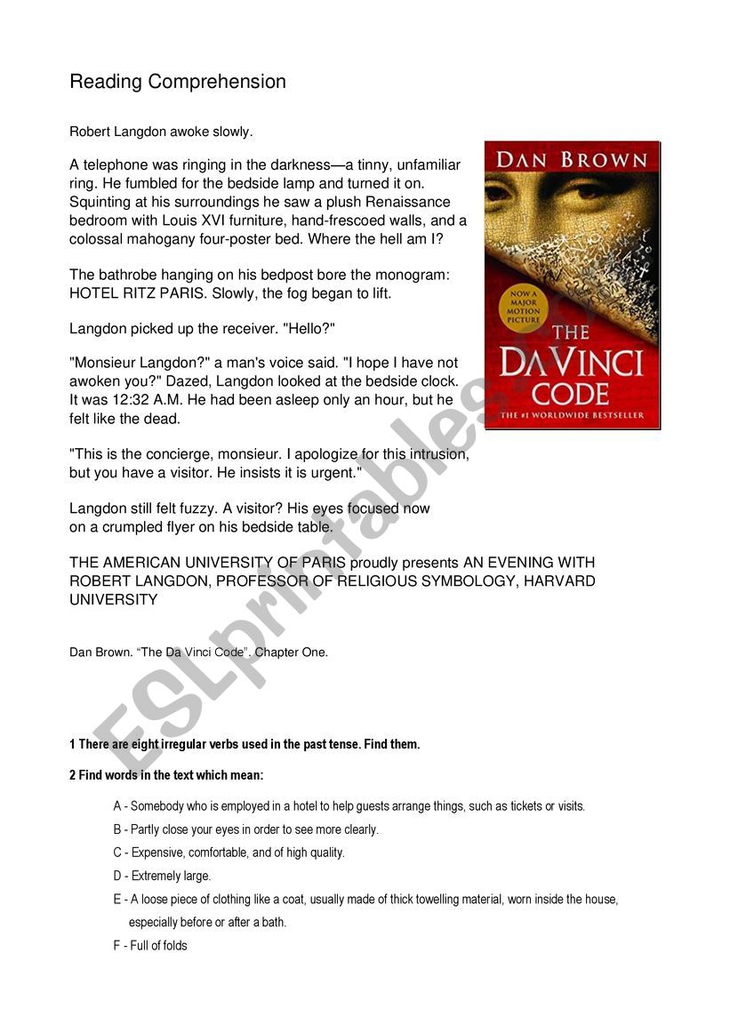 The Da Vinci Code worksheet