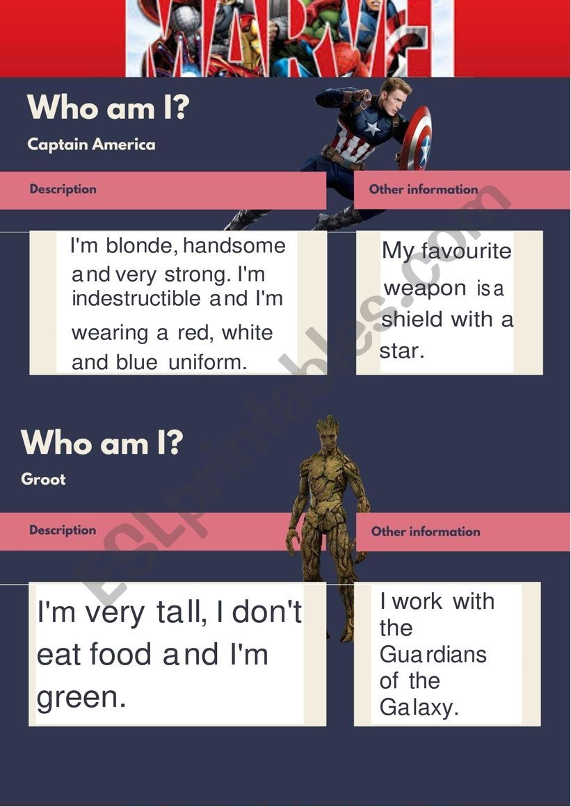 Avengers: Who Am I? Part 2 worksheet