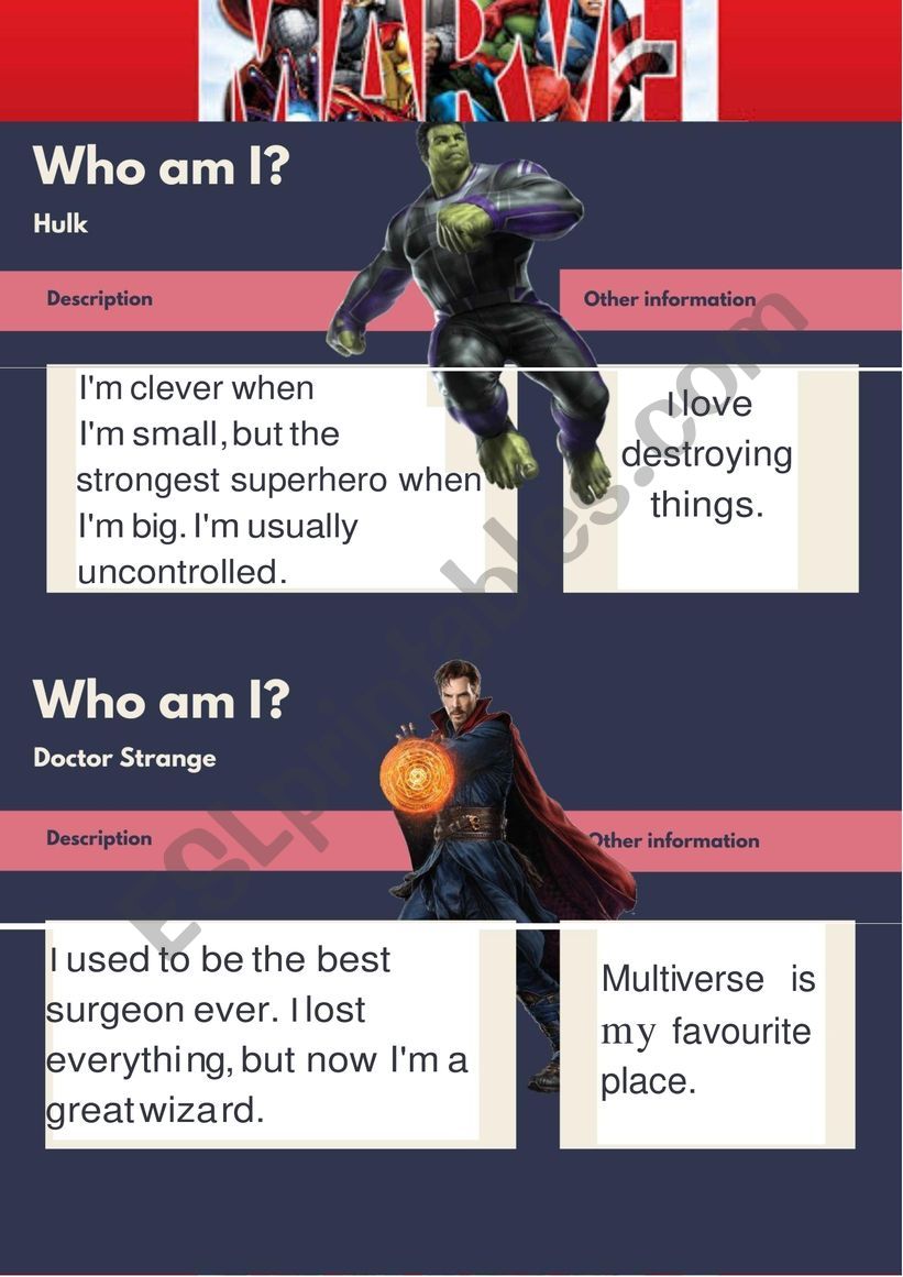 Avengers: Who Am I? Part 3 worksheet