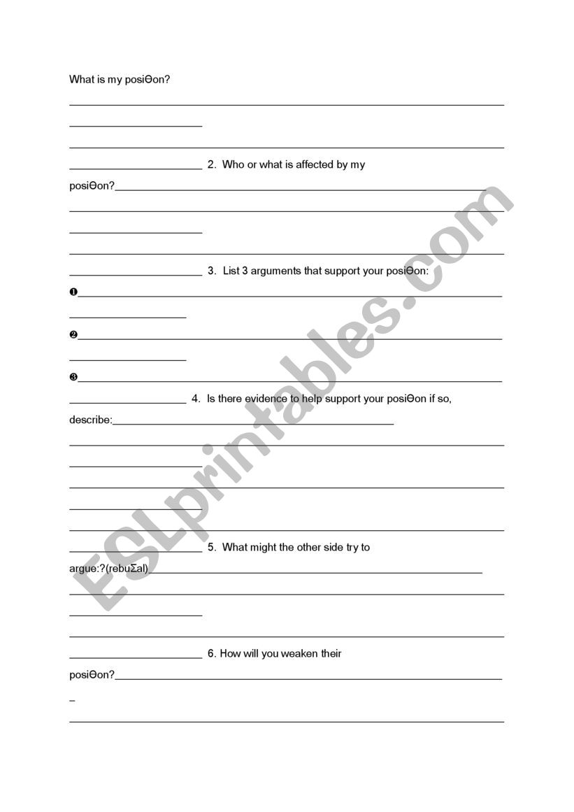 Arguments Debate - ESL worksheet by andrex90