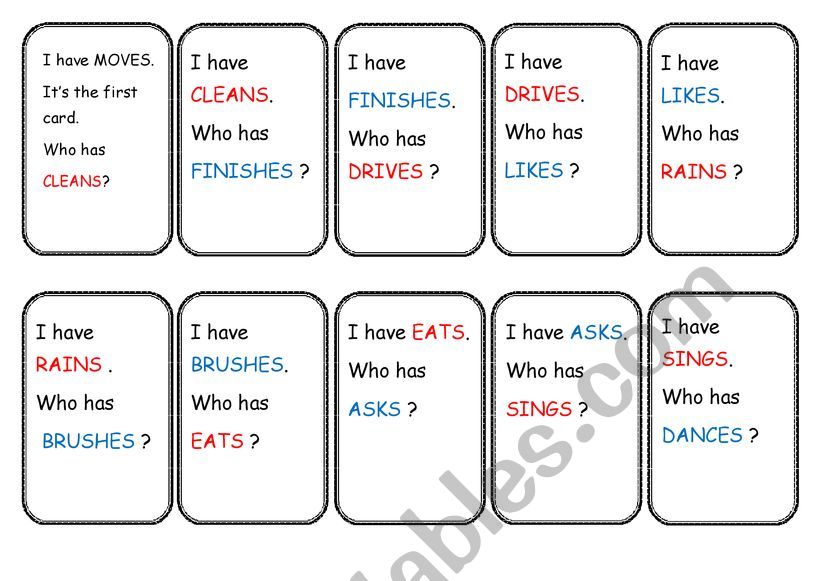 Card game I have who has Simple present