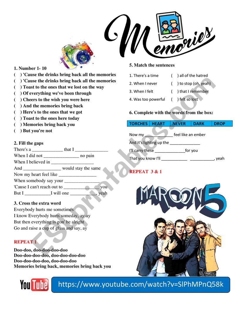 Listening Song Memories worksheet