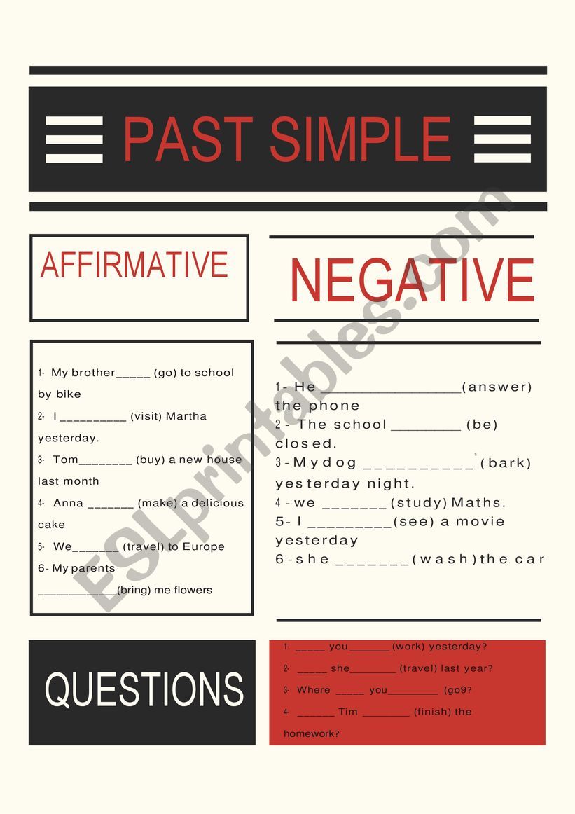 PAST SIMPLE TENSE worksheet