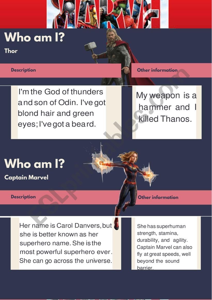 Avengers: Who Am I? Part 5 worksheet