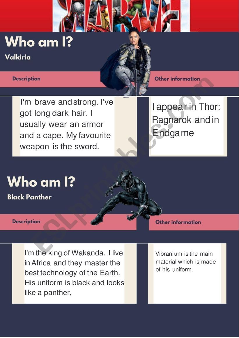 Avengers: Who Am I? Part 6 worksheet