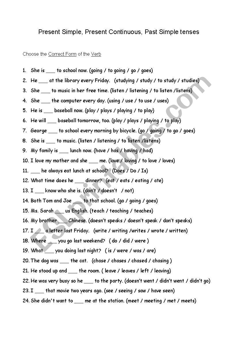 Mixed Tenses worksheet