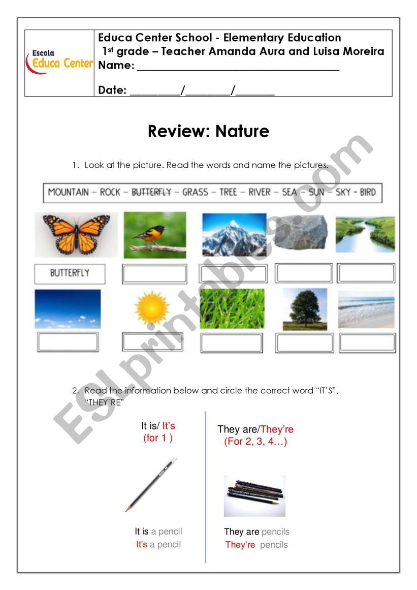Nature Review worksheet
