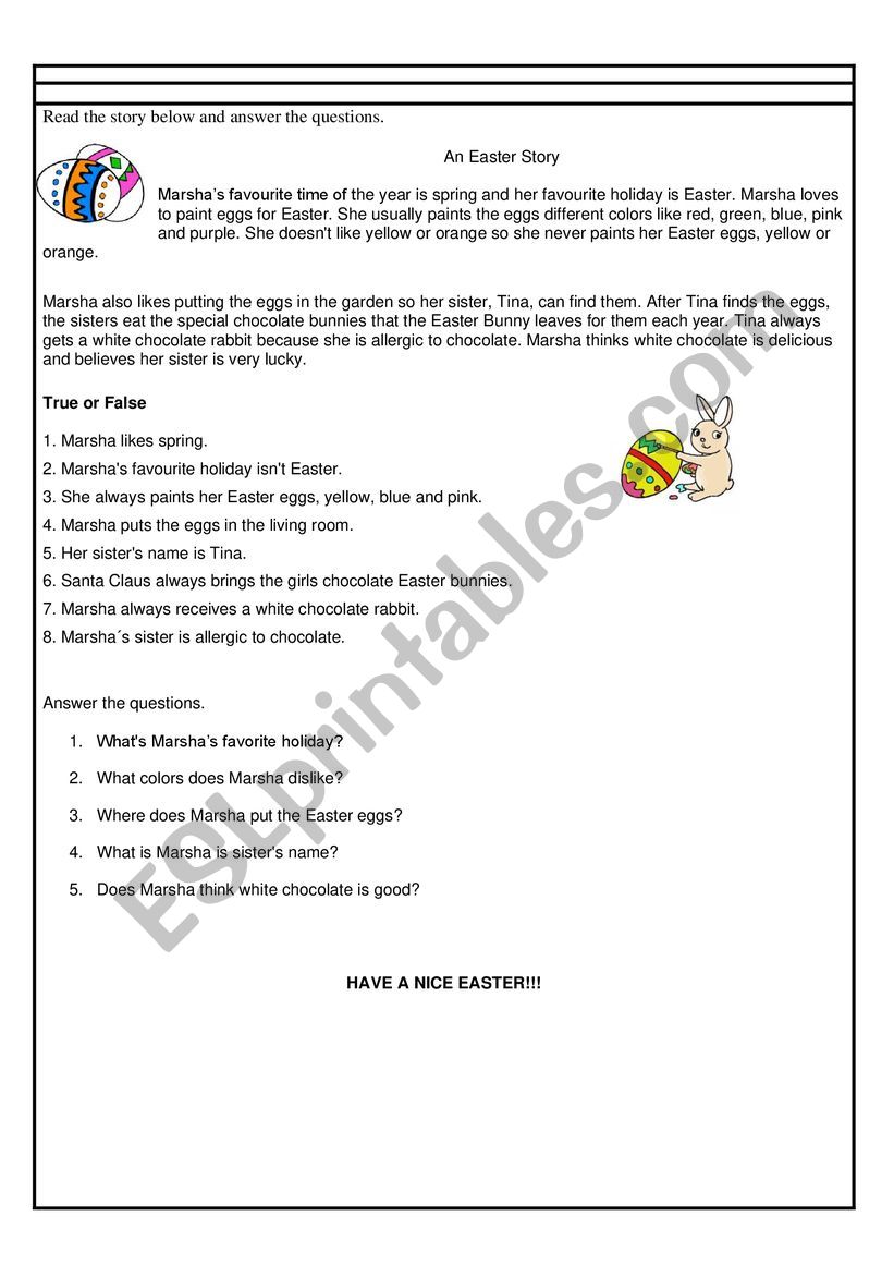 EASTER ACTIVITY worksheet