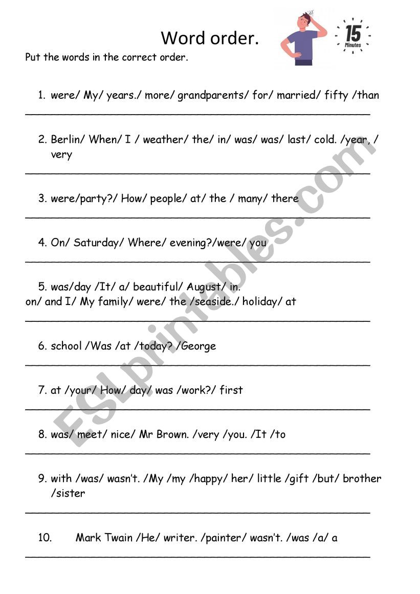 Word order worksheet