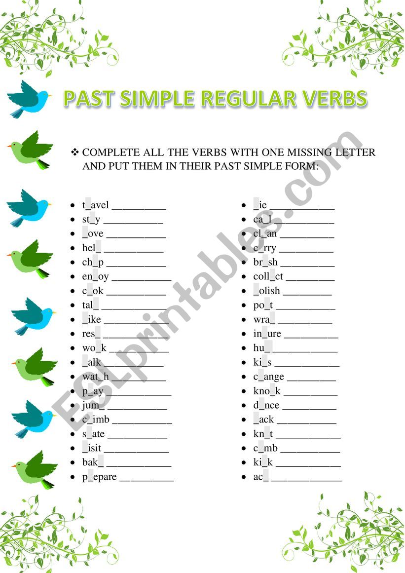 PAST SIMPLE REGULAR VERBS worksheet