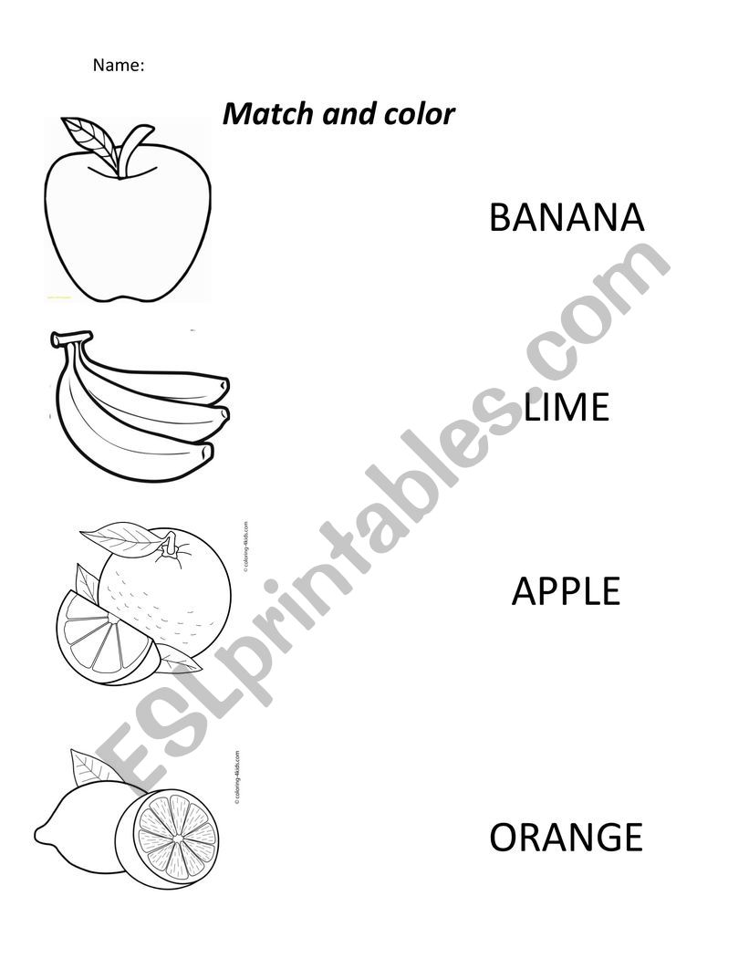 fruit matching worksheet