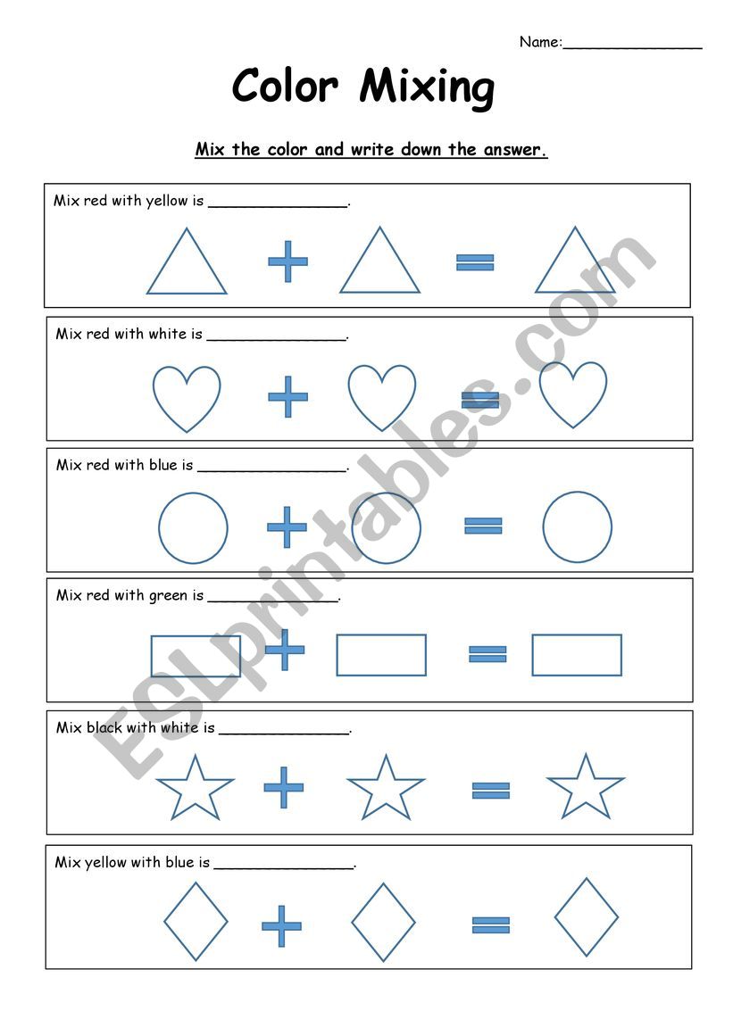 Color Mixing worksheet