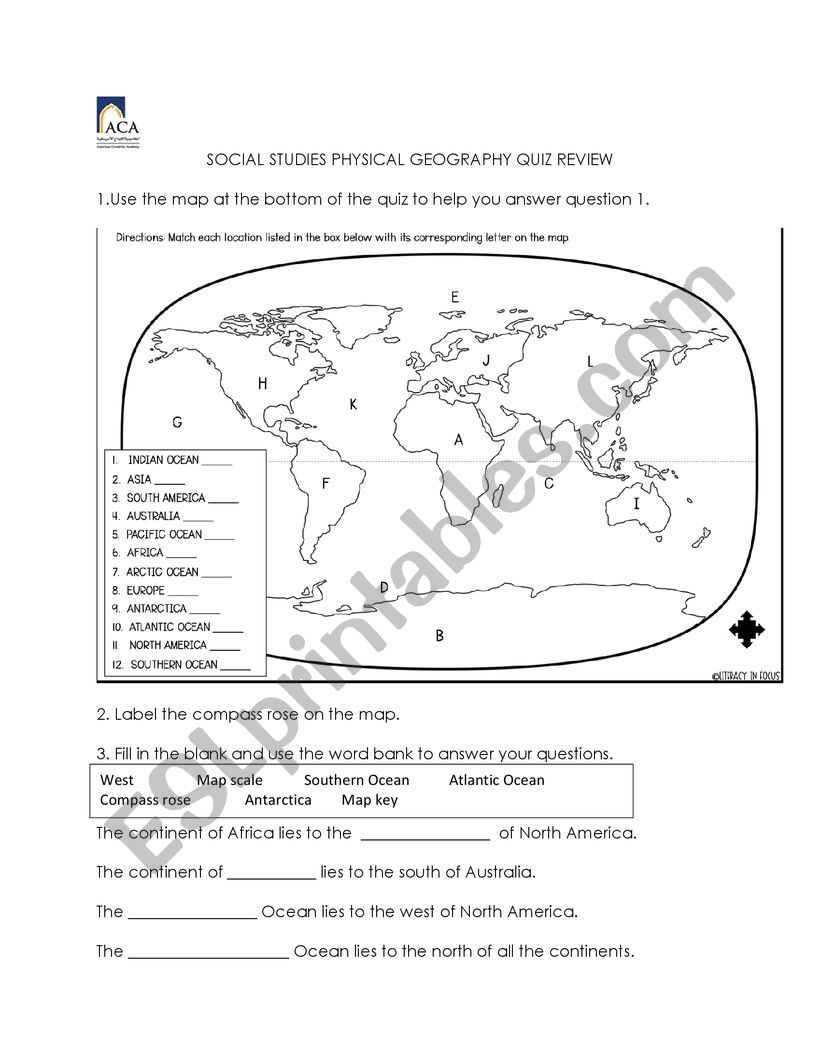 Map Review - ESL worksheet by Muna20 Inside Using A Map Scale Worksheet