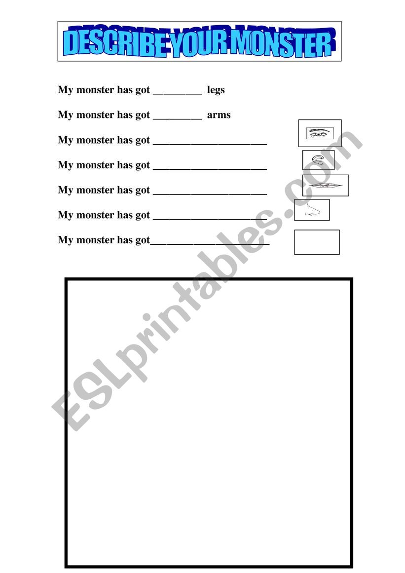 MY MONSTER HAS GOT... worksheet