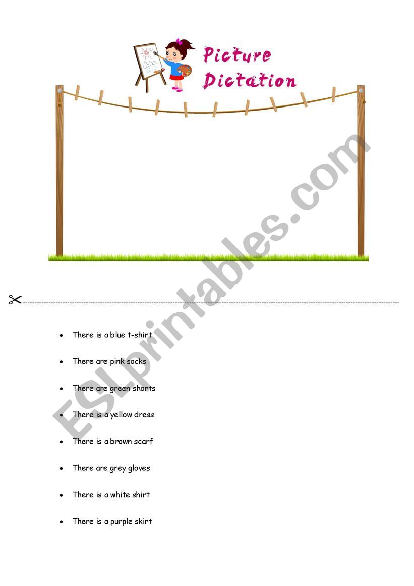 Picture dictation clothes worksheet