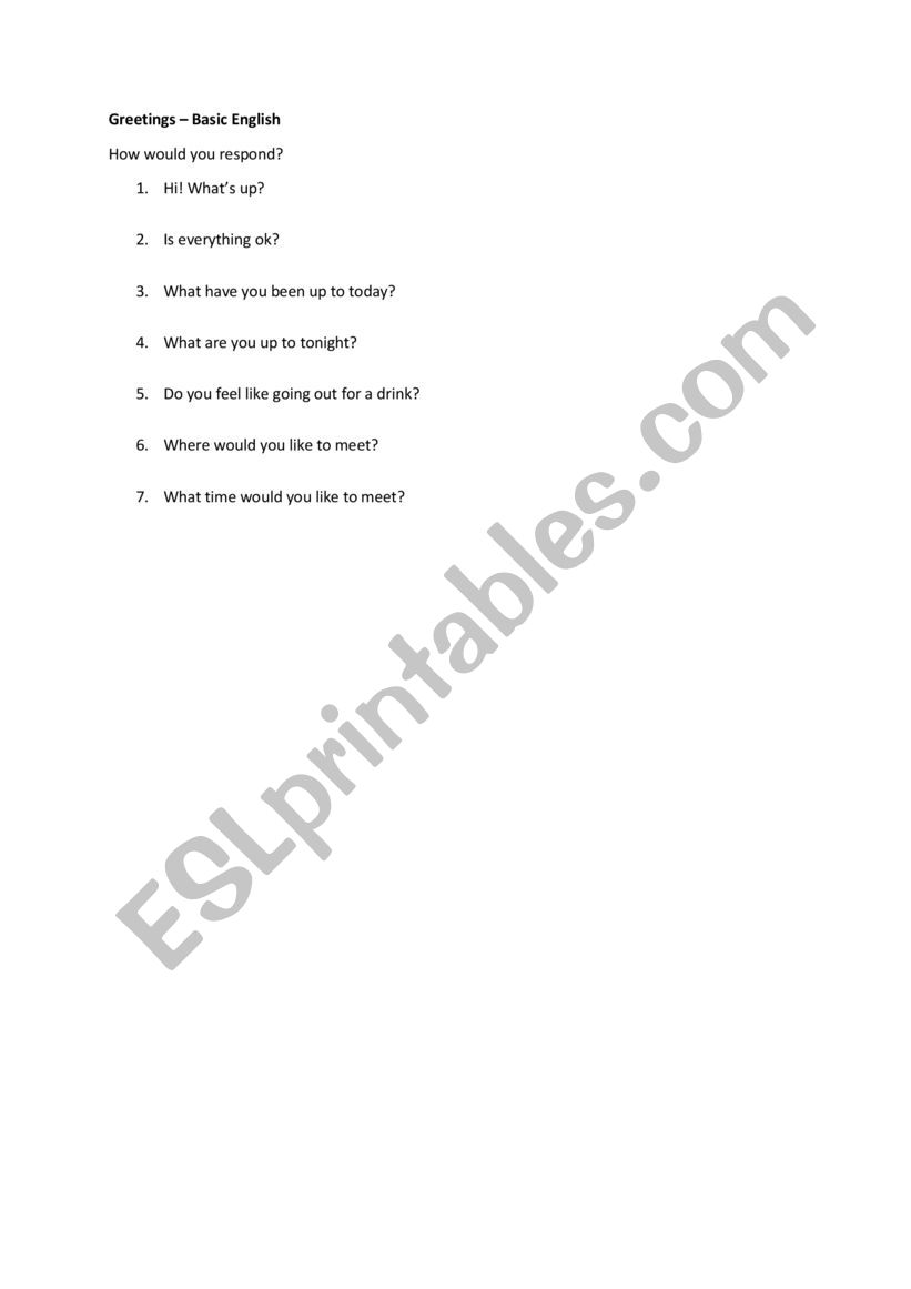 Greetings questions - Basic English