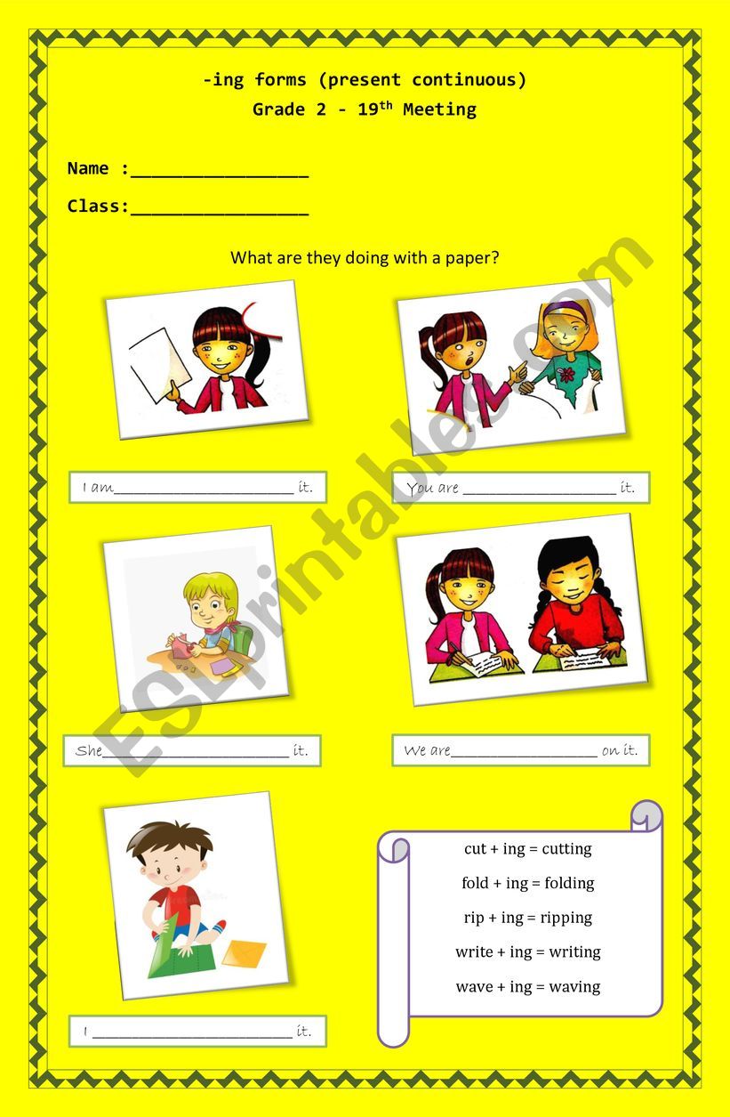 present continuous worksheet