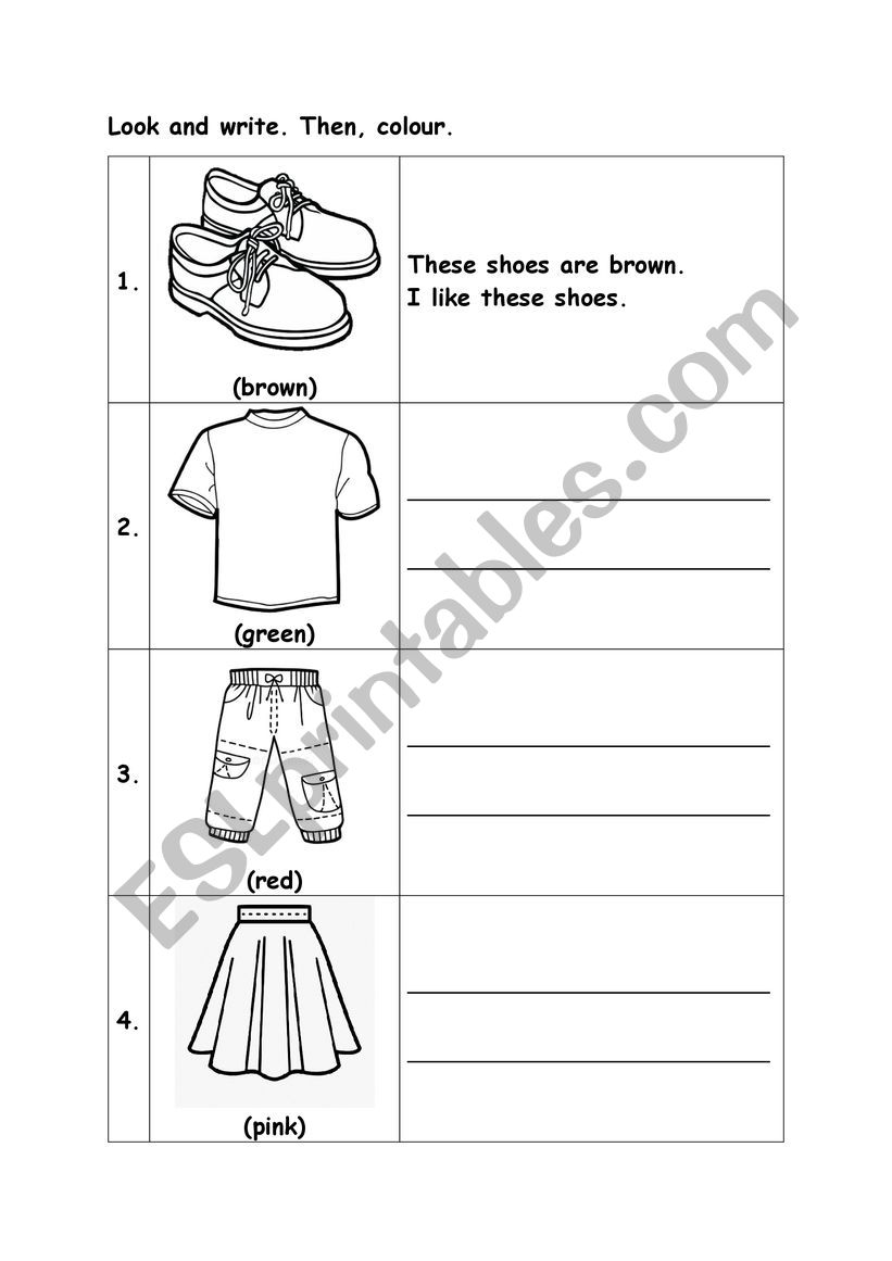 Get dressed worksheet