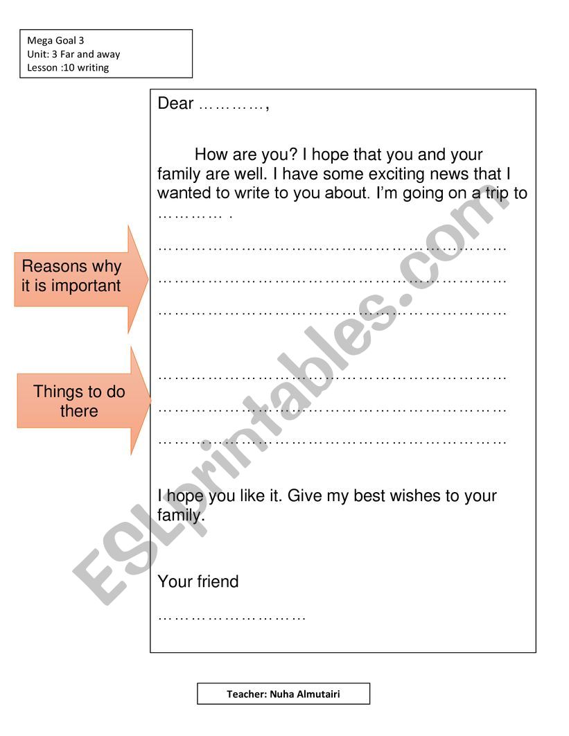 writing informal letter worksheet