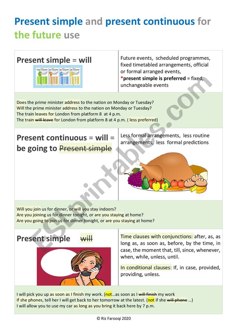 Present simple and present continuous for the future use