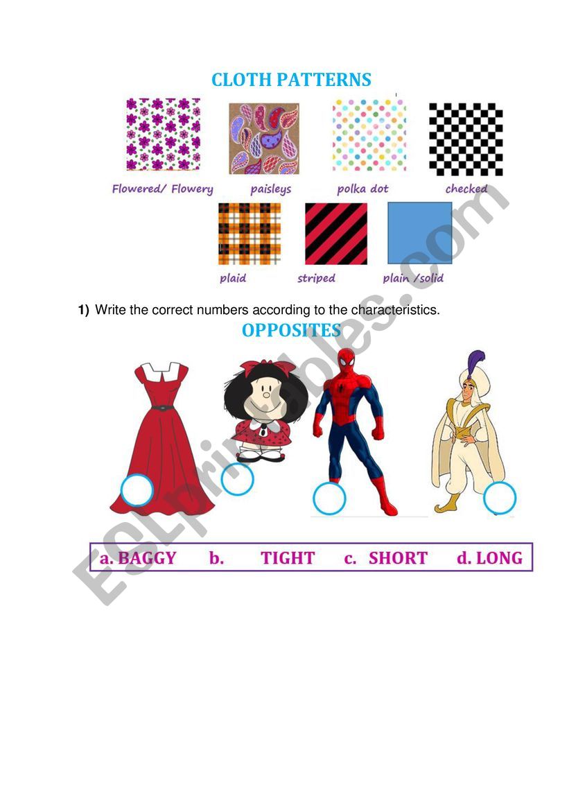 clothes patterns worksheet
