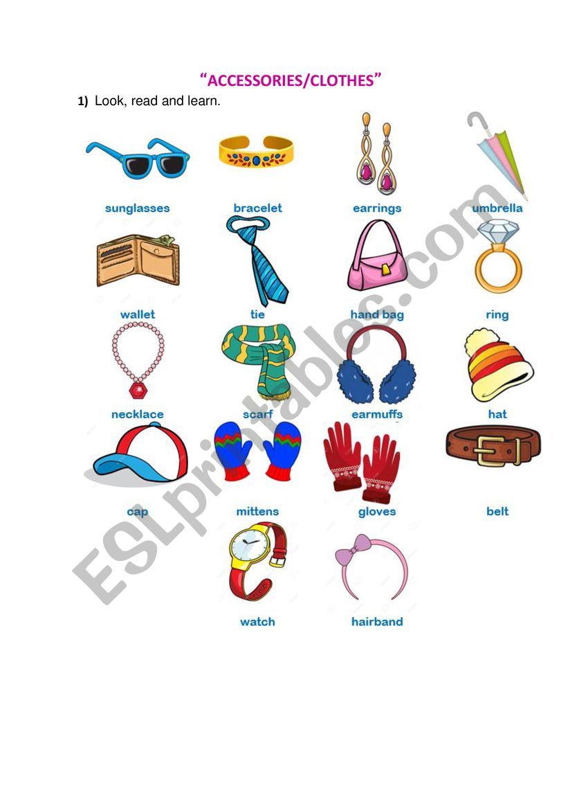 FASHION ACCESSORIES AND CLOTHES VOCABULARY