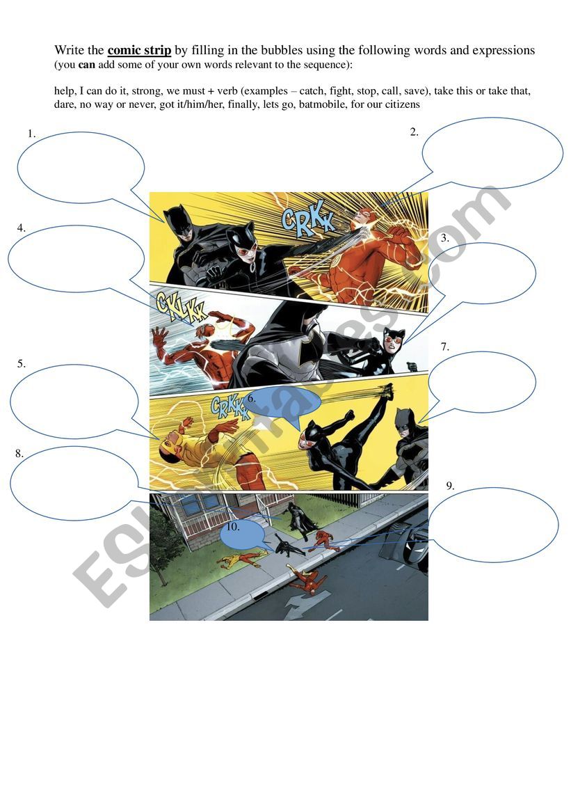 Superhero Comic Strip Voca Practice