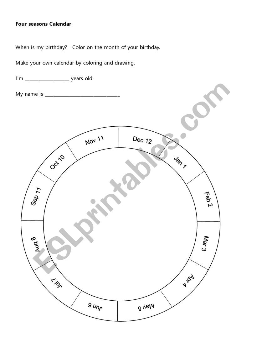 season calendar worksheet