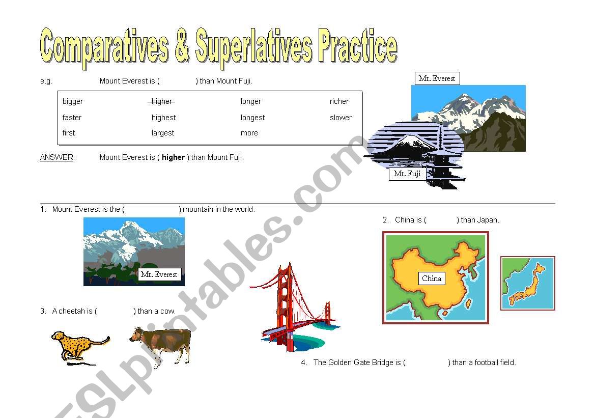 Comparatives Practice worksheet