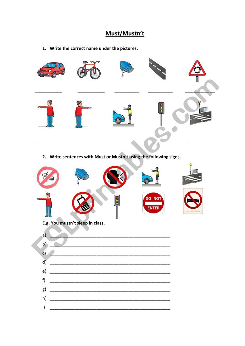 signs  worksheet