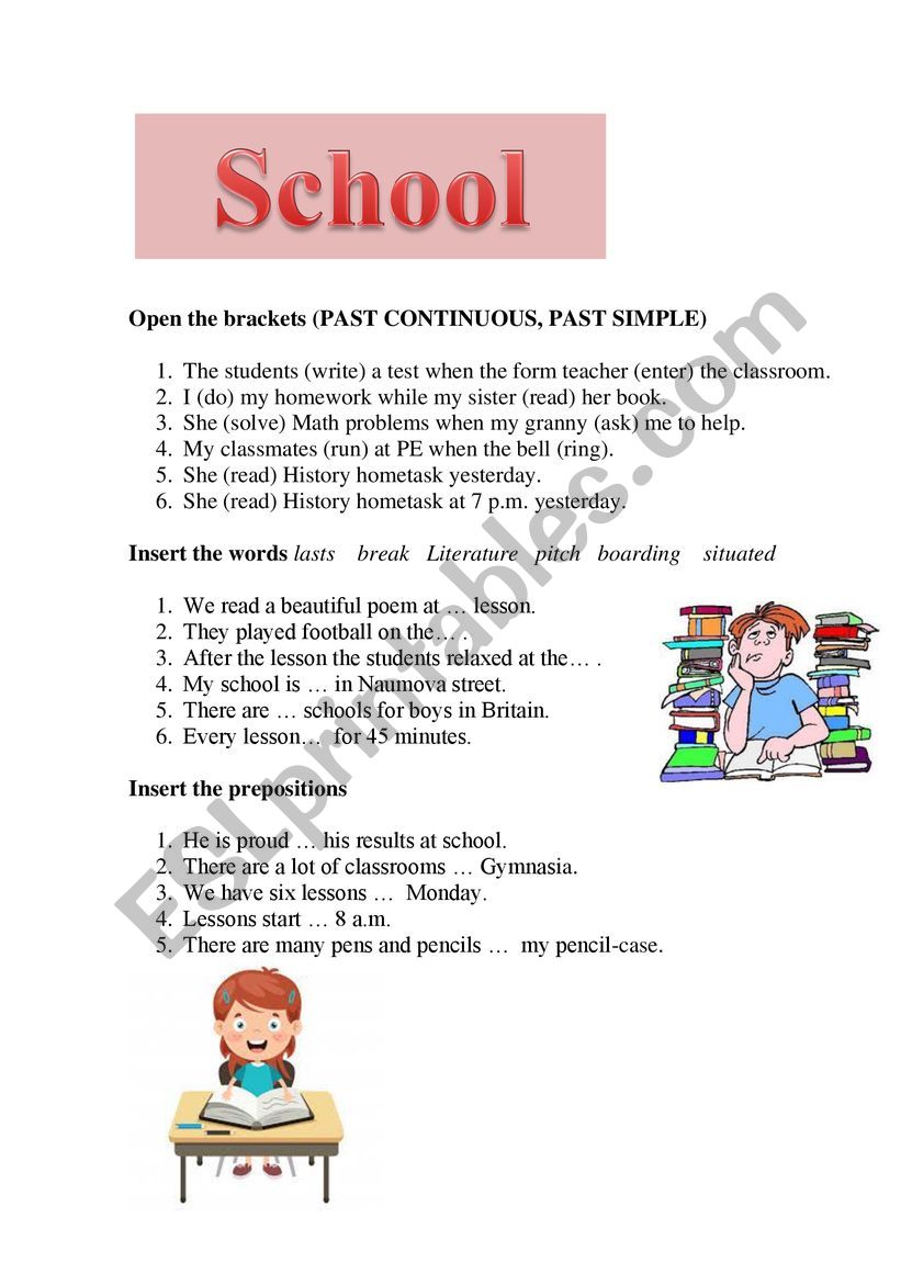 SCHOOL LIFE - ESL worksheet by spankevich
