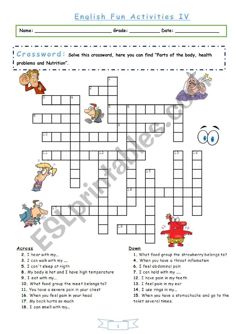 English fun activities IV worksheet