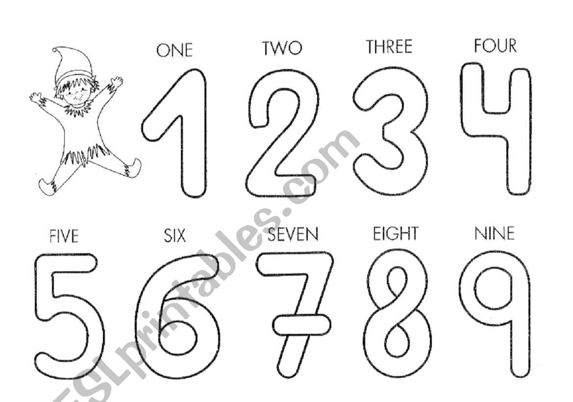 Numbers 1 to 9 worksheet