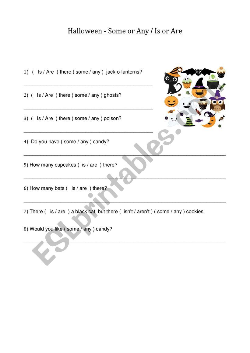 Halloween - Some/Any worksheet Halloween - Some/Any worksheet