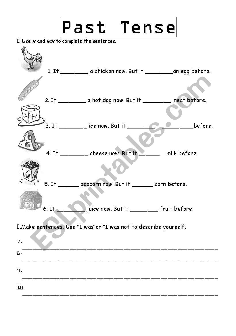 Past tense: is & was worksheet