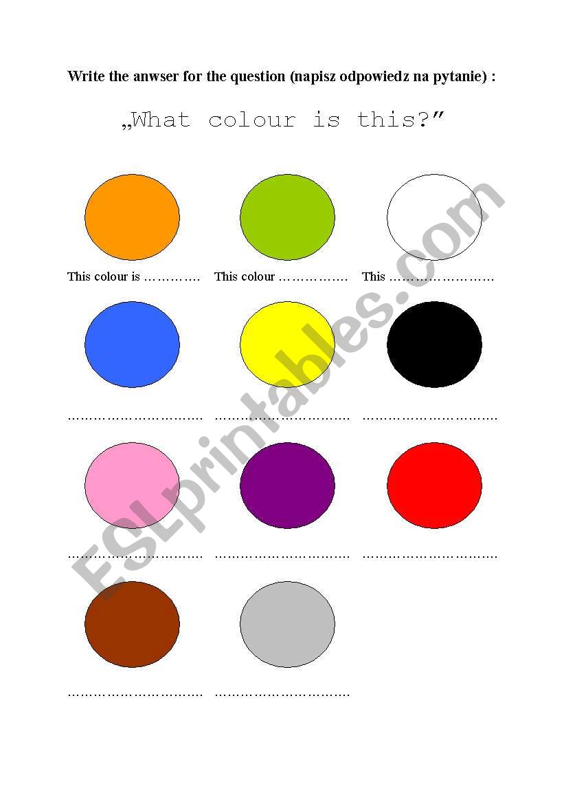 What colour is this? worksheet