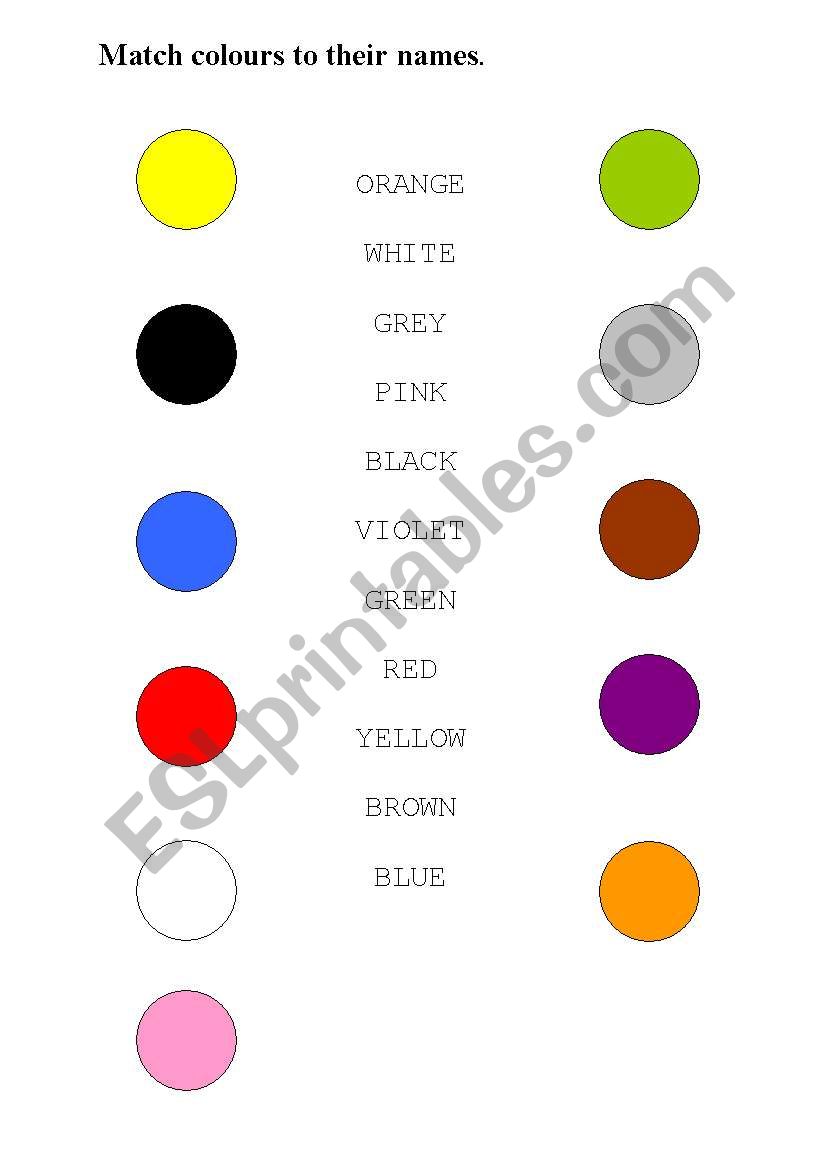Matching colours worksheet