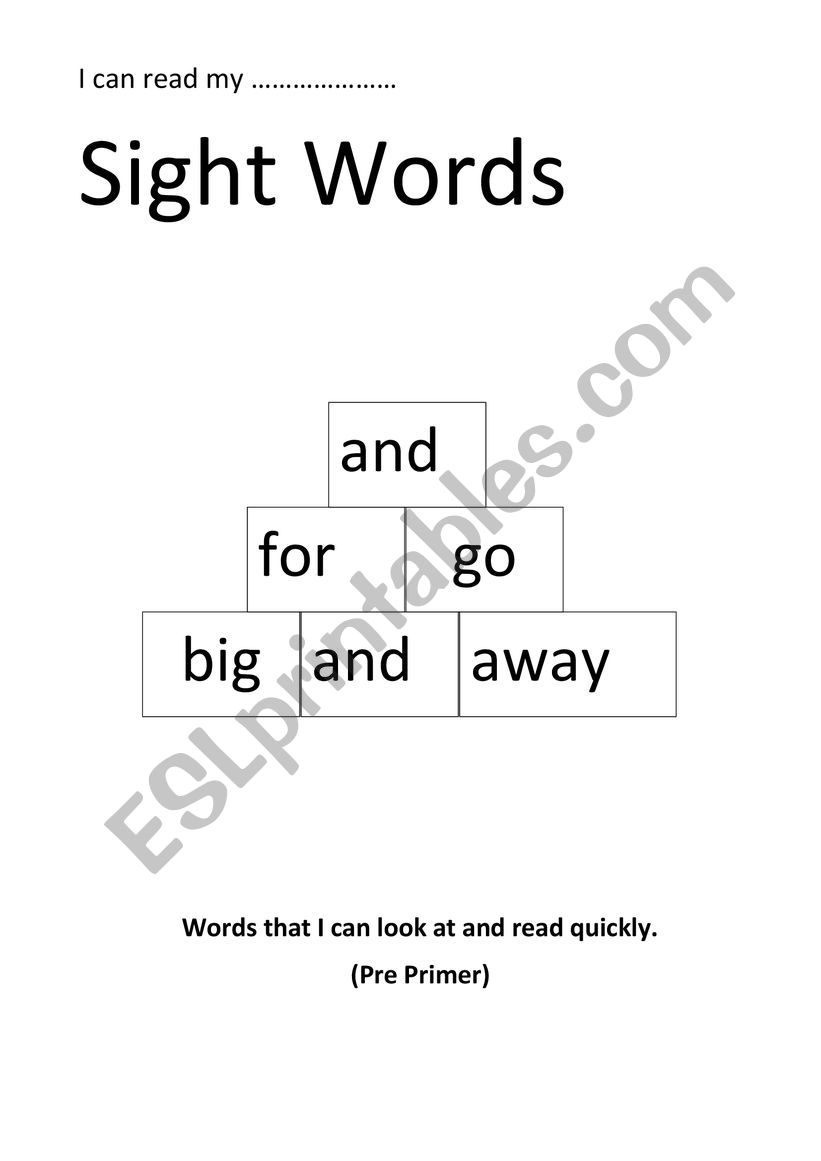 Preprimer Dolch Sight Word Reinforcement Activities