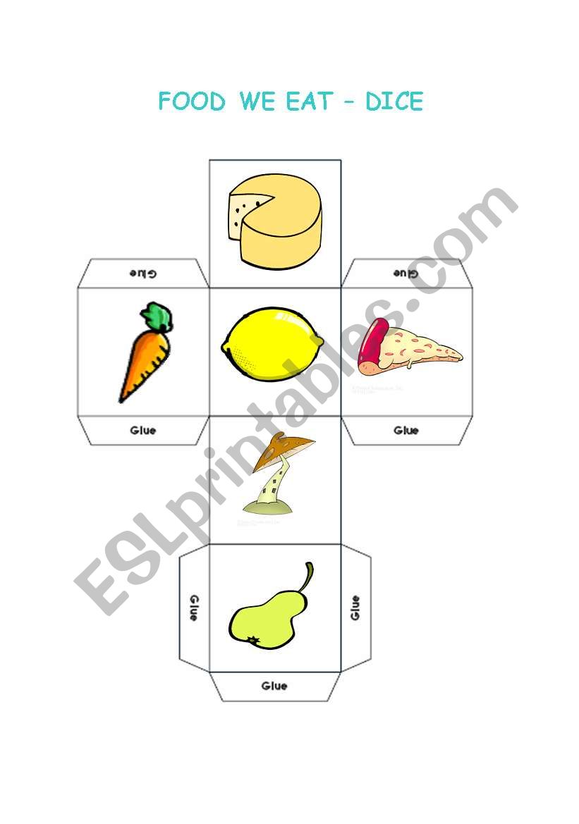 Food that we eat - dice worksheet