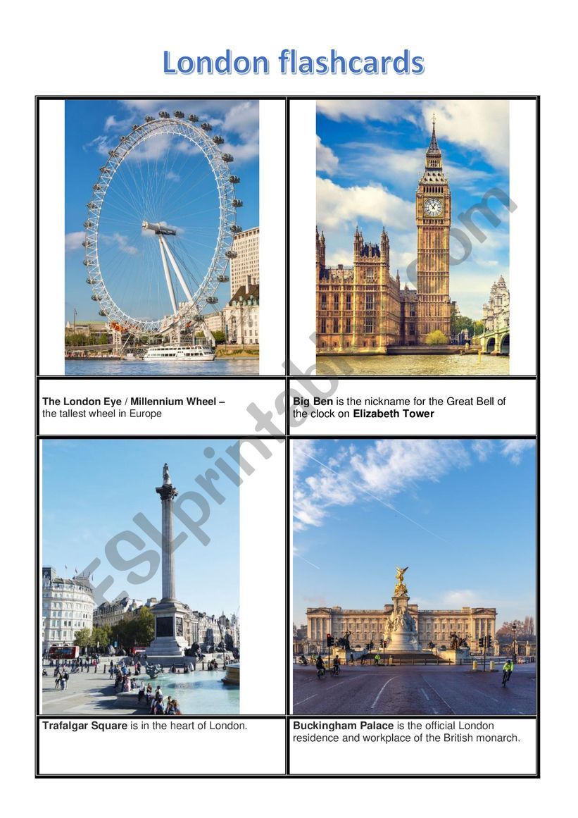 London flashcards worksheet