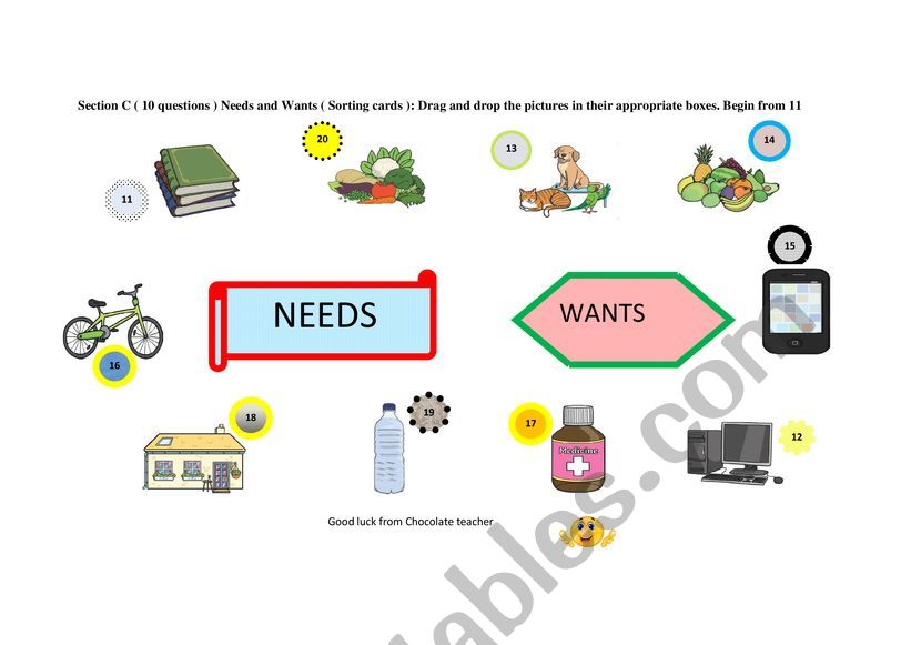 Social studies Activities Needs and Wants