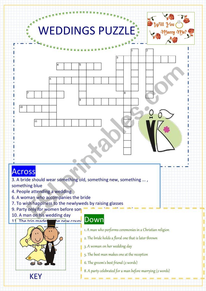Weddings puzzle worksheet