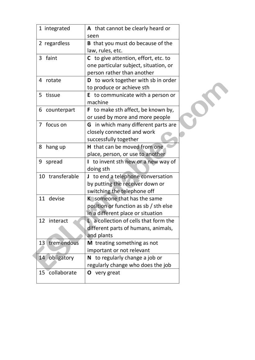 Business Vocabulary  worksheet