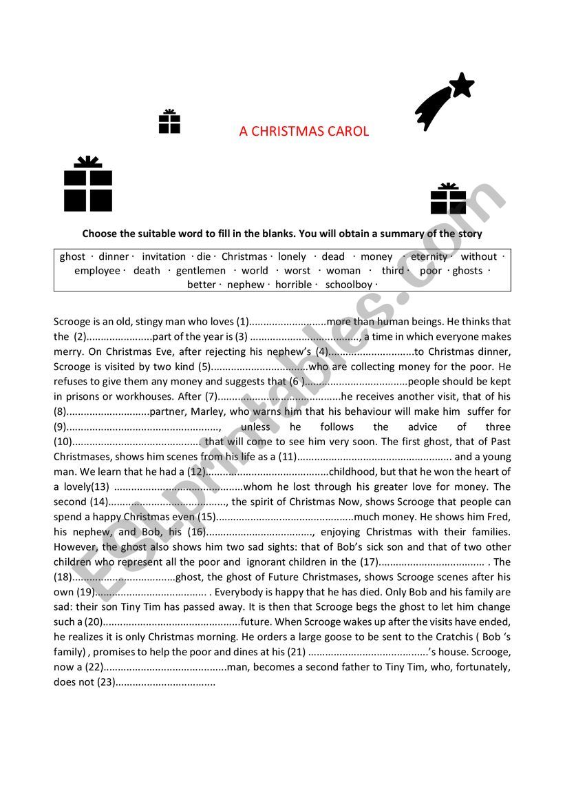 A Christmas Carol  worksheet