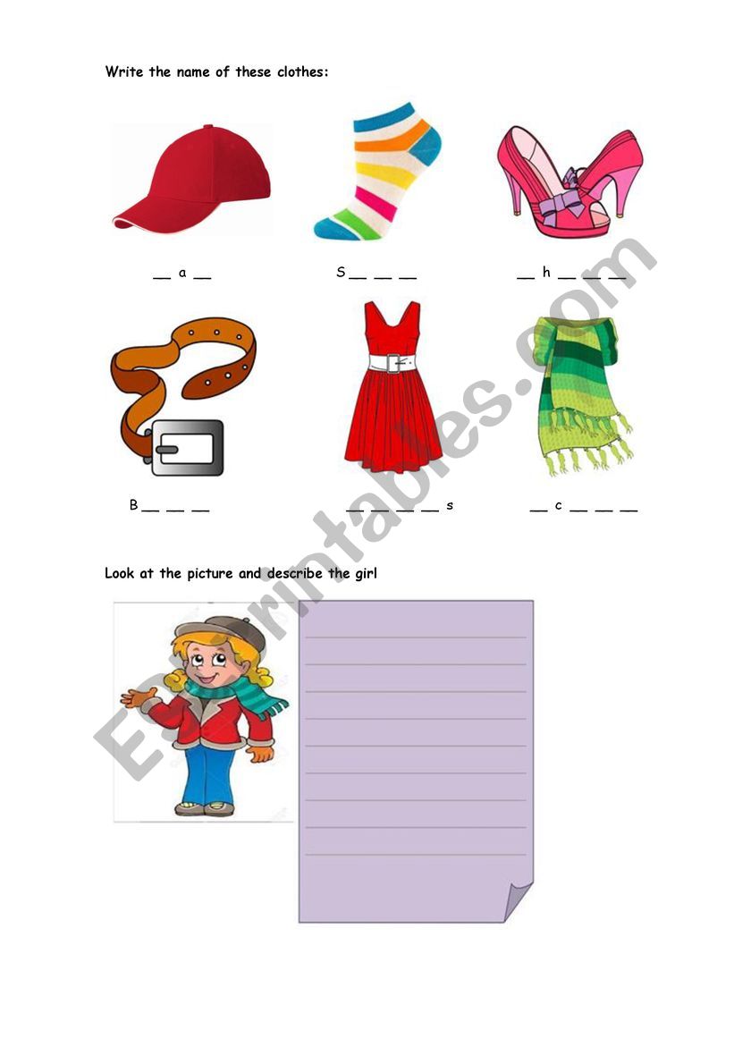 clothes worksheet
