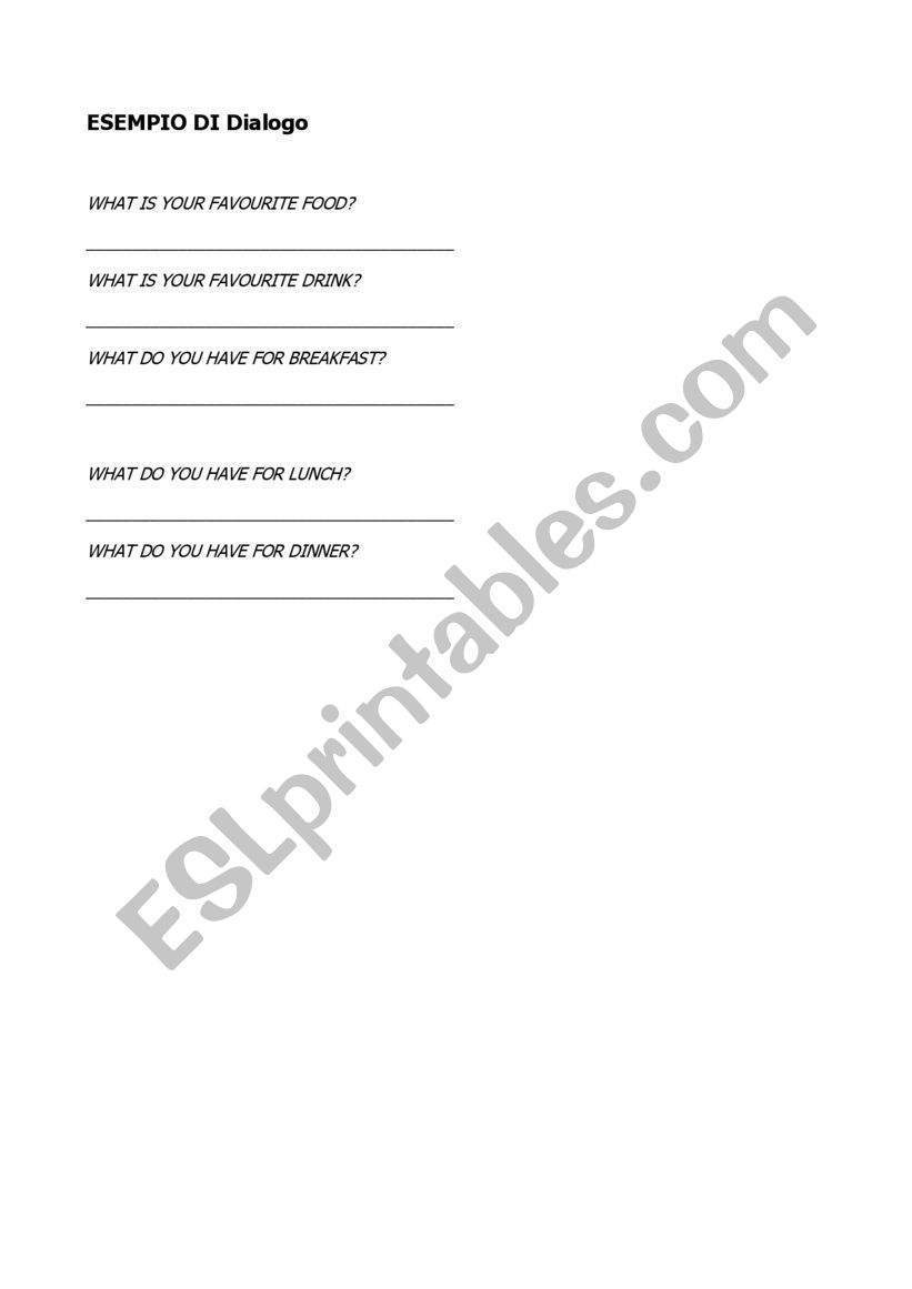 Food and drink worksheet