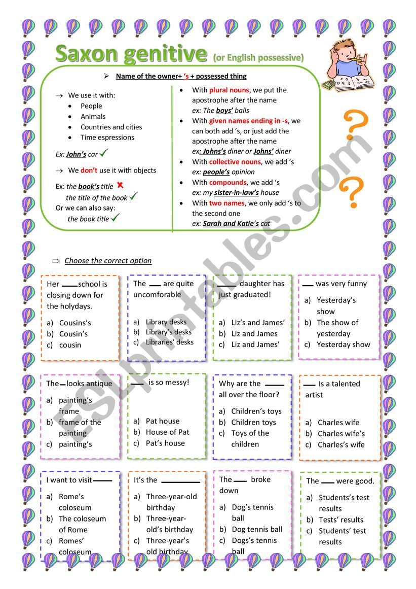 Saxon genitive (English possessive)