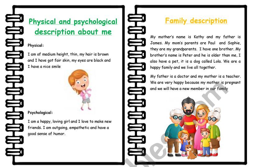 Example mini book about me 2 worksheet