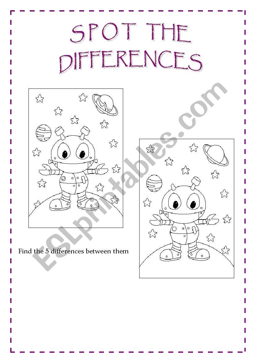 Spot the differences 3/4 worksheet